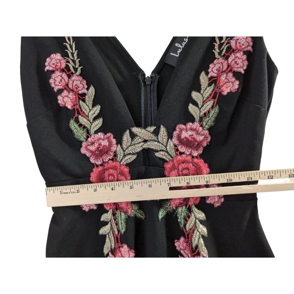 LuLus Rose Skater Dress Women S Black Floral Embroidered Romantic Boho Festival - Picture 10 of 10